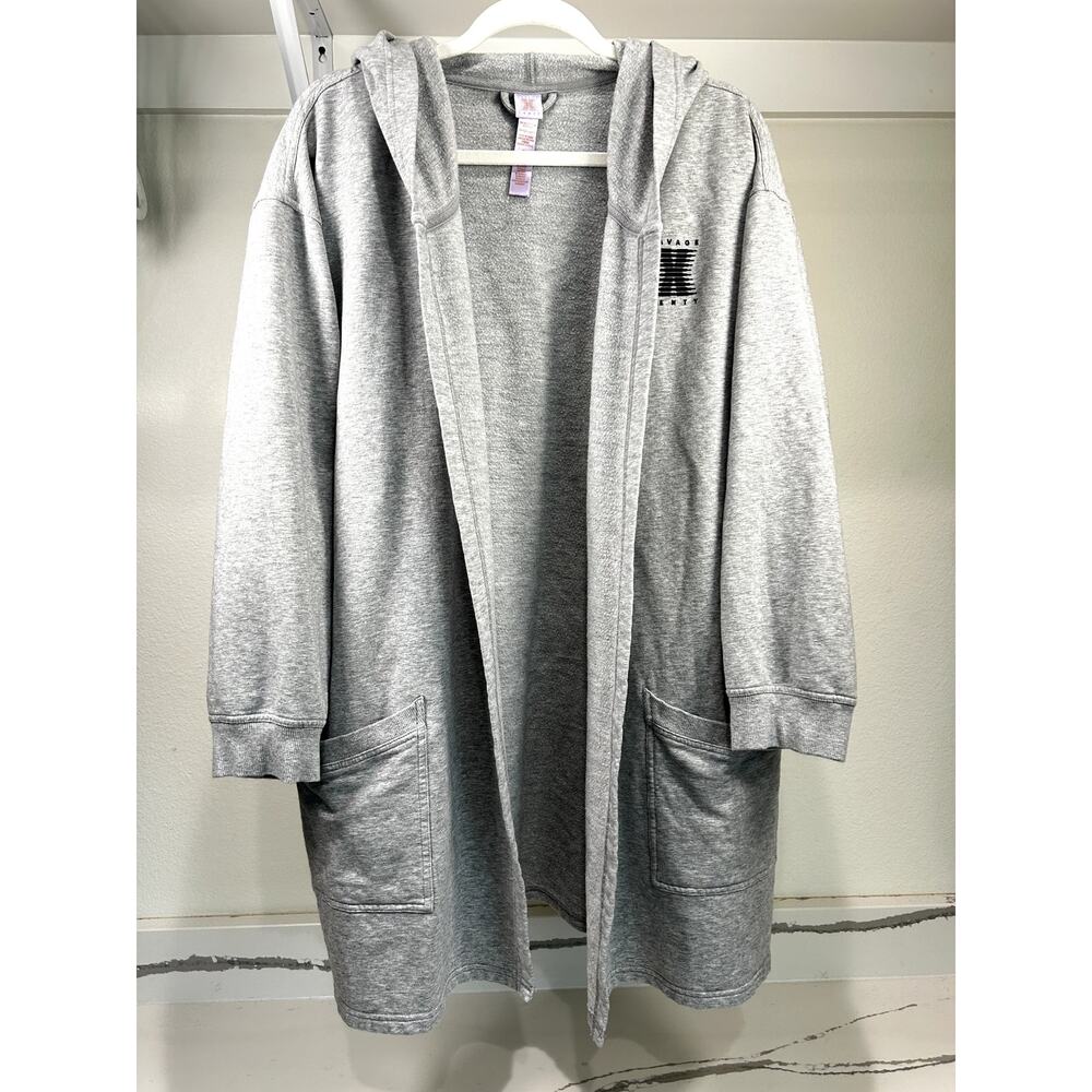 Savage X Fenty Women’s Gray Forever Savage Short Robe Cardigan Size M/L